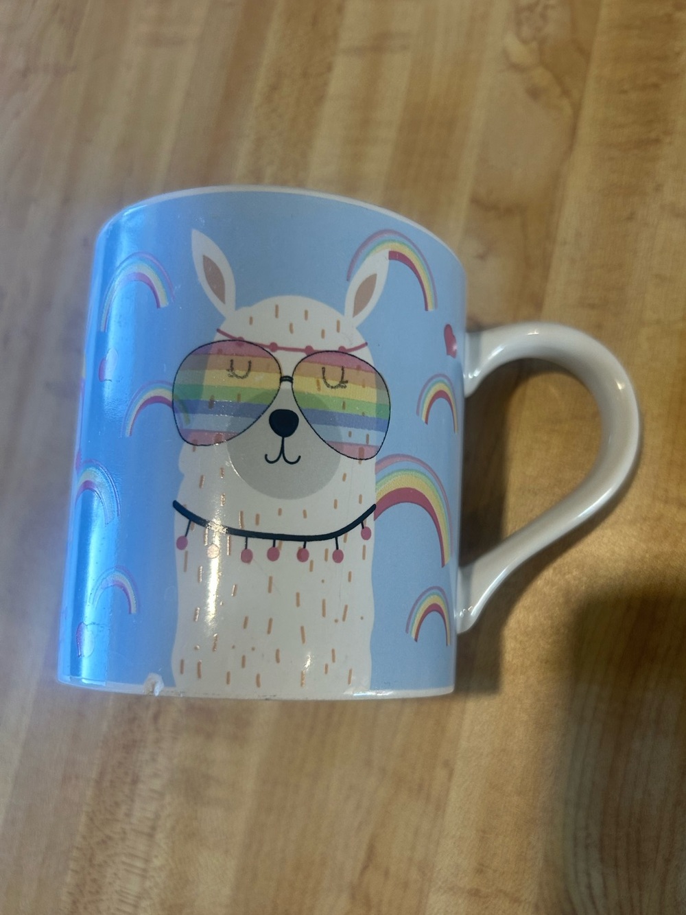 Cute Blue Llama Mug with Rainbow Sunglasses - Home Party Supplies